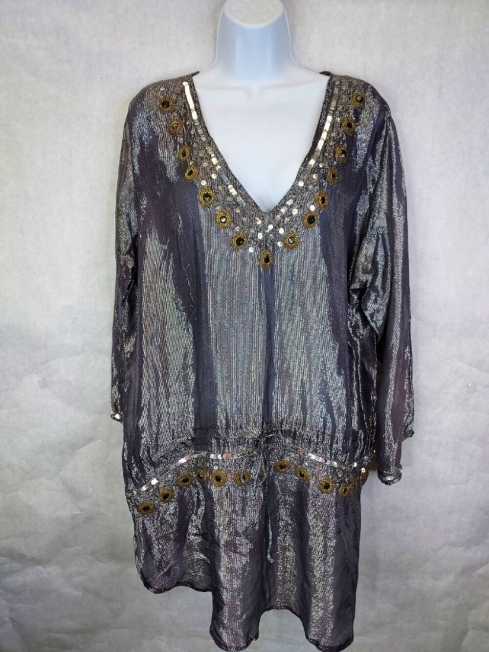 Tierack Mesh Cover Up Silver Women’s One Size Sequin Shiny Cruise Vacation Beach